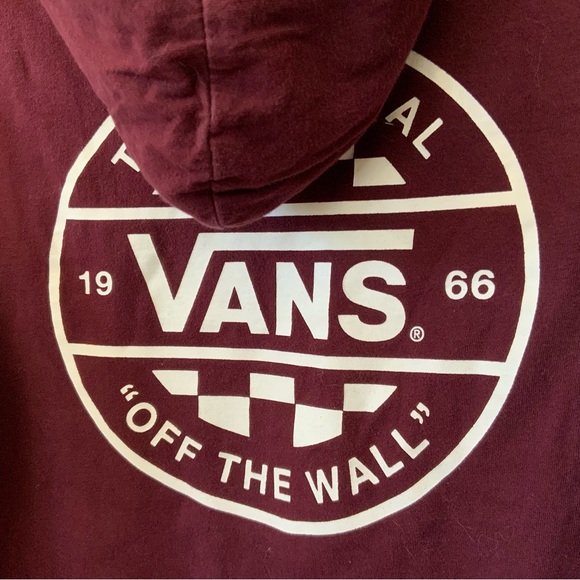 Vans Boys Long Sleeve T-Shirt with hood! Maroon/Burgundy SZ (XL) - Picture 3 of 6